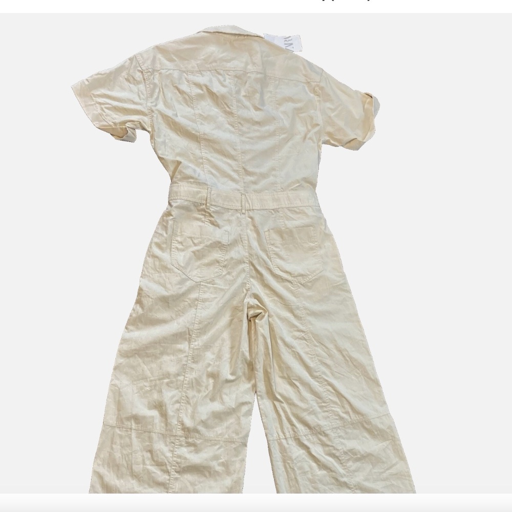 ZARA Women's Cotton Zip Up Cargo Jumpsuit Wide Leg Relaxed Fit NWT - Picture 9 of 9